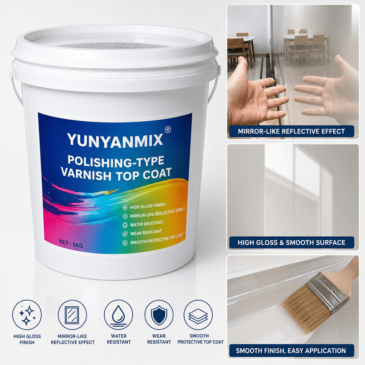 Polishing-Type Varnish Top Coat for Stone Floors